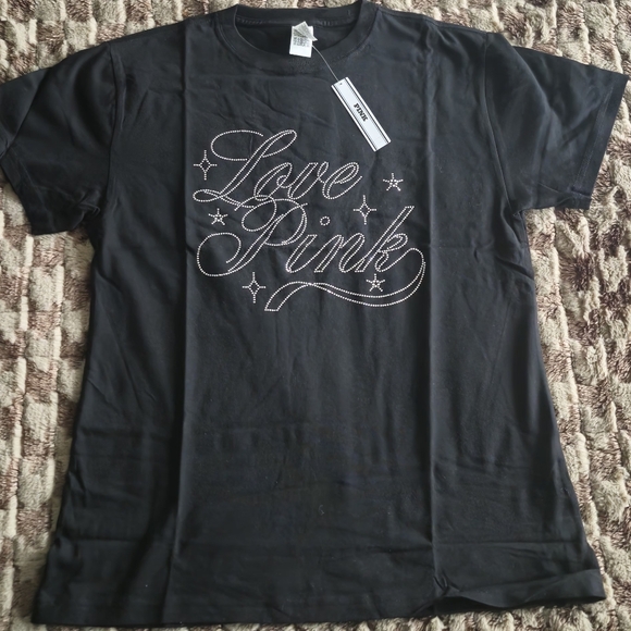 PINK Campus Cotton Bling Tee Size Extra Large NWT - Picture 3 of 9